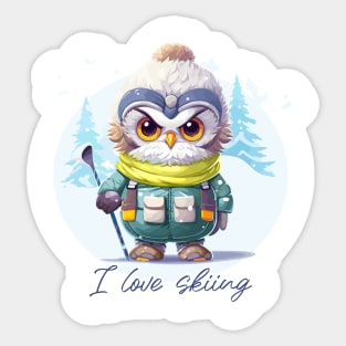 I love skiing Sticker